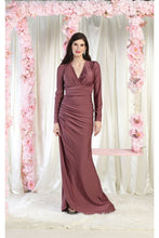 Load image into Gallery viewer, LA Merchandise LA1993 Long Sleeve Stretchy Jersey Dress - MAUVE - LA Merchandise