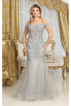Load image into Gallery viewer, LA Merchandise LA1995 Off Shoulder Lace Applique Mermaid Prom Dress - SILVER - Dress LA Merchandise