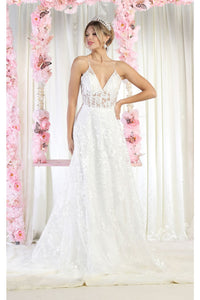 LA Merchandise LA1996B Embroidered Sleeveless Bridal Gown - IVORY - LA Merchandise
