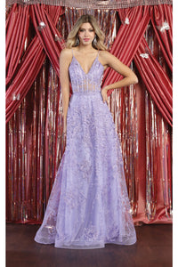 LA Merchandise LA1996 A-line Formal Embroidered Dress - LILAC - LA Merchandise