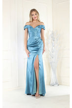 Load image into Gallery viewer, LA Merchandise LA1997 V-neck Bridesmaids Long Dress - DUSTY BLUE - Dress LA Merchandise