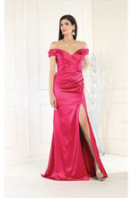 Load image into Gallery viewer, LA Merchandise LA1997 V-neck Bridesmaids Long Dress - FUCHSIA - Dress LA Merchandise