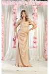 Load image into Gallery viewer, LA Merchandise LA1998 Off Shoulder Satin Bridesmaids Gown - CHAMPAGNE - Dress LA Merchandise