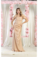 Load image into Gallery viewer, LA Merchandise LA1998 Off Shoulder Satin Bridesmaids Gown - CHAMPAGNE - Dress LA Merchandise