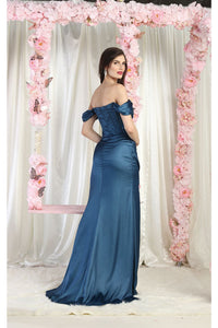 LA Merchandise LA1998 Off Shoulder Satin Bridesmaids Gown - - Dress LA Merchandise