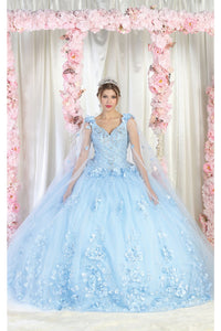 LA Merchandise LA199 Wholesale Sleeveless Floral Quinceanera Ball Gown - BABY BLUE - LA Merchandise