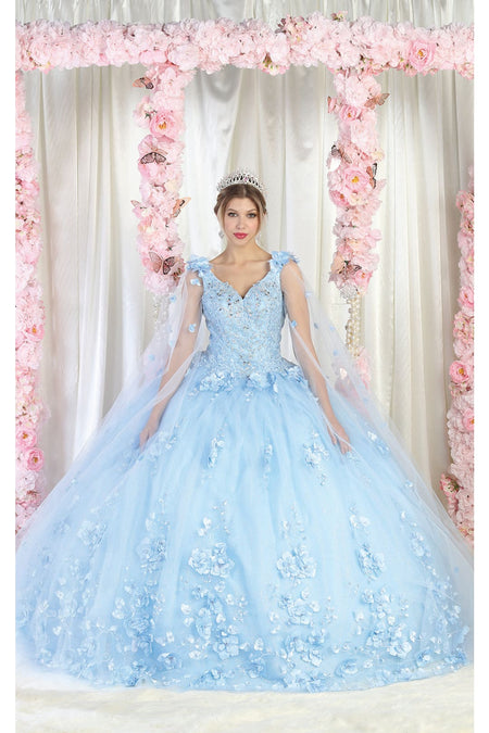 LA Merchandise LA199 Wholesale Sleeveless Floral Quinceanera Ball Gown - BABY BLUE - LA Merchandise