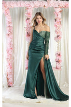 Load image into Gallery viewer, LA Merchandise LA2003 One Off Shoulder Long Sleeve Formal Evening Gown - HUNTER GREEN - Dress LA Merchandise