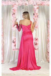 LA Merchandise LA2003 One Off Shoulder Long Sleeve Formal Evening Gown - - Dress LA Merchandise
