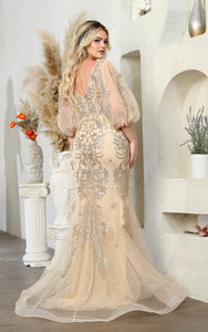 LA Merchandise LA2010 Glitter Plus Size Mermaid Prom Red Carpet Gown - - Dress LA Merchandise