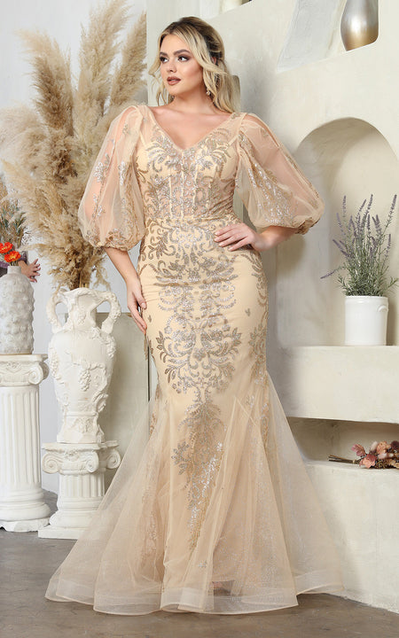 LA Merchandise LA2010 Glitter Plus Size Mermaid Prom Red Carpet Gown - - Dress LA Merchandise