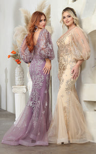 LA Merchandise LA2010 Glitter Plus Size Mermaid Prom Red Carpet Gown - MAUVE - Dress LA Merchandise