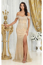 Load image into Gallery viewer, LA Merchandise LA2014 Sweetheart Glitter Slit Pageant Corset Long Gown - GOLD - Dress LA Merchandise