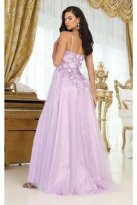 LA Merchandise LA2016 Sleeveless V-neck Glitter 3D Floral Prom Gown - - Dress LA Merchandise