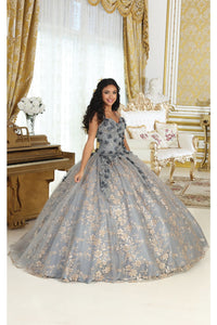 LA Merchandise LA201 Halter Floral Corset Back Ball Quinceanera Gown - - Dress LA Merchandise