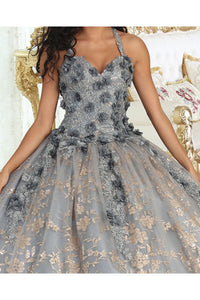LA Merchandise LA201 Halter Floral Corset Back Ball Quinceanera Gown - - Dress LA Merchandise