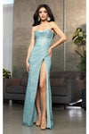 Load image into Gallery viewer, LA Merchandise LA2037 Corset Bone Glitter Slit Prom Plus Size Gown - SAGE - Dress LA Merchandise