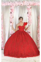 Load image into Gallery viewer, LA Merchandise LA203 Red Carpet One Shoulder Glitter Corset Ball Gown - RED - LA Merchandise