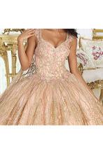 Load image into Gallery viewer, LA Merchandise LA207 3D Floral Applique Train Glitter Quince Gown - - Dress LA Merchandise