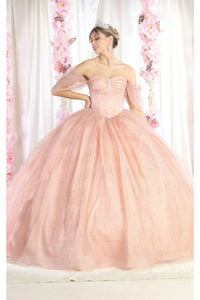 LA Merchandise LA209 Off Shoulder Quince Ball Gown - ROSE GOLD - LA Merchandise