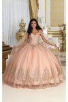 Load image into Gallery viewer, LA Merchandise LA211 Off Shoulder 3D Floral Applique Corset Quince Ball Gown - ROSE GOLD - Dress LA Merchandise