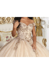 LA Merchandise LA222 3D Floral Applique Champagne Quinceanera Gown - - Dress LA Merchandise