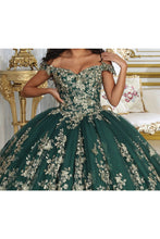 Load image into Gallery viewer, LA Merchandise LA223 3D Butterfly Applique Hunter Green Ball Gown - - Dress LA Merchandise