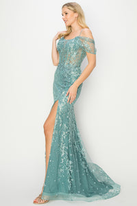 LA Merchandise LA2CP3100 Sexy Cold Shoulder Evening Gown - - LA Merchandise