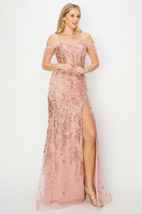 LA Merchandise LA2CP3100 Sexy Cold Shoulder Evening Gown - - LA Merchandise
