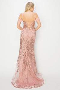 LA Merchandise LA2CP3100 Sexy Cold Shoulder Evening Gown - - LA Merchandise
