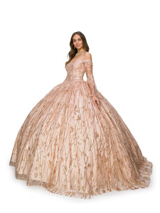 LA Merchandise LA2CP3502 Off Shoulder Bell Sleeve Ball Gown - - LA Merchandise