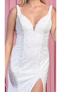 LA Merchandise LA7881B Sleeveless Beaded White Wedding Formal Gown - - Dress LA Merchandise