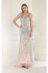Load image into Gallery viewer, LA Merchandise LA7931 Embellished V-Neck Formal Mermaid Red Carpet Dress - BLUSH - Dress LA Merchandise
