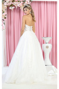 LA Merchandise LA7938 Strapless Sweetheart 3- D Floral Wedding Gown - - Dress LA Merchandise