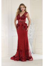 Load image into Gallery viewer, LA Merchandise LA7951 3D Floral Prom Evening Gown - BURGUNDY - Dress LA Merchandise