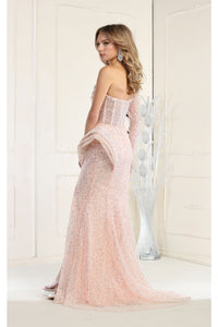 LA Merchandise LA7954 Sheer Boned Bodice Beaded Prom Evening Gown - - Dress LA Merchandise