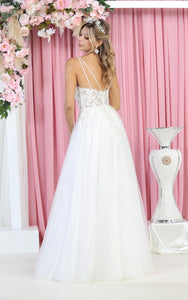 LA Merchandise LA7957B V-Neck A-Line Wedding Dress Ivory - - LA Merchandise