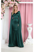 Load image into Gallery viewer, LA Merchandise LA7961 Cape Sleeve V-Neck Mermaid Formal Dress - HUNTER GREEN - LA Merchandise