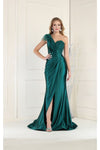 Load image into Gallery viewer, LA Merchandise LA7962 Pleated Satin One Shoulder Formal Evening Dress - HUNTER GREEN - Dress LA Merchandise