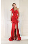 Load image into Gallery viewer, LA Merchandise LA7962 Pleated Satin One Shoulder Formal Evening Dress - RED - Dress LA Merchandise