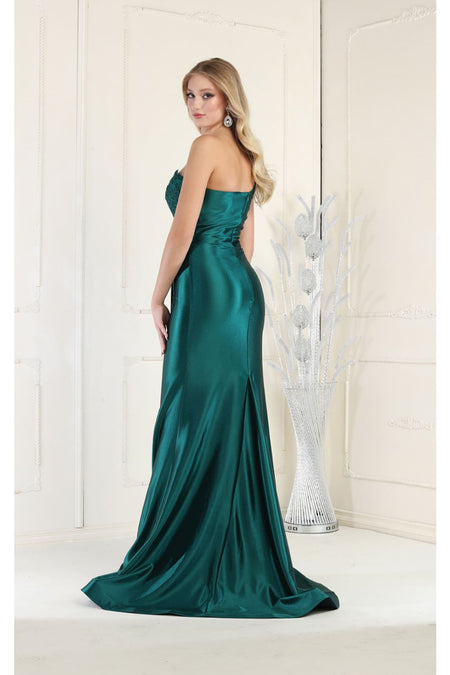 LA Merchandise LA7962 Pleated Satin One Shoulder Formal Evening Dress - - Dress LA Merchandise