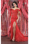 Load image into Gallery viewer, LA Merchandise LA7966 Off The Shoulder Long Formal Prom Gown - RED - Dress LA Merchandise