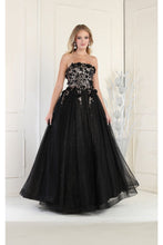 Load image into Gallery viewer, LA Merchandise LA7968 3D Floral Strapless Corset Long Evening Gown - BLACK GOLD - Dress LA Merchandise
