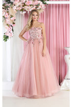 Load image into Gallery viewer, LA Merchandise LA7968 3D Floral Strapless Corset Long Evening Gown - DUSTY ROSE GOLD - Dress LA Merchandise