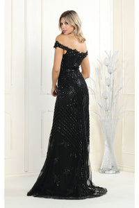 LA Merchandise LA7969 Off Shoulder Beaded Long Dress - - Dress LA Merchandise