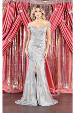 Load image into Gallery viewer, LA Merchandise LA7969 Off Shoulder Beaded Long Dress - SILVER - Dress LA Merchandise