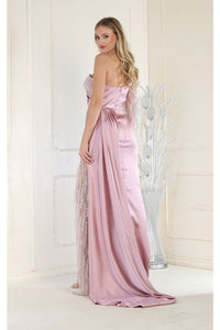 LA Merchandise LA7980 One Shoulder Embellished Satin Formal Prom Gown - - Dress LA Merchandise