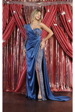 Load image into Gallery viewer, LA Merchandise LA7980 One Shoulder Embellished Satin Formal Prom Gown - TEAL BLUE - Dress LA Merchandise