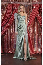 Load image into Gallery viewer, LA Merchandise LA7980 One Shoulder Embellished Satin Formal Prom Gown - SAGE - Dress LA Merchandise