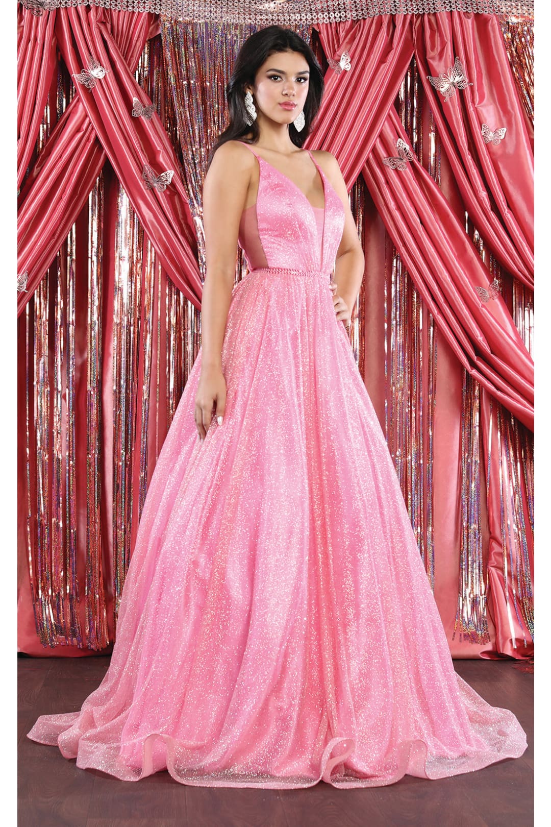 marie claire★Sleeveless long dress MC15 LA Merchandise Sleeveless A-Line Corset Deep V-Neck Long
